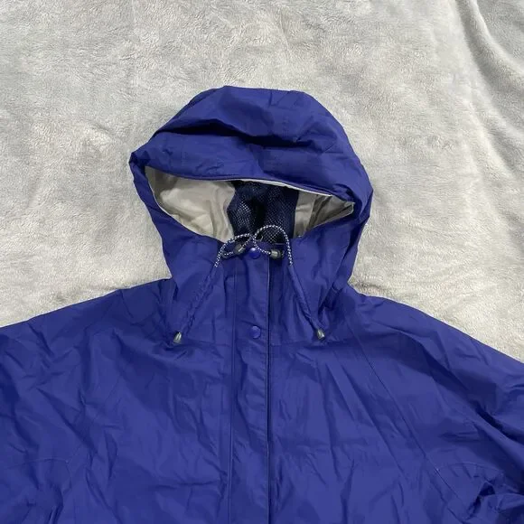 LL Bean Hooded Zip Up Rain Jacket Womens Size Small Goretex Windbreaker Stowaway - Picture 2 of 15